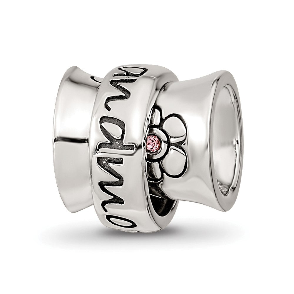 Sterling Silver Reflections Crystals Spinner Grandmother Bead, 10 x 10 mm