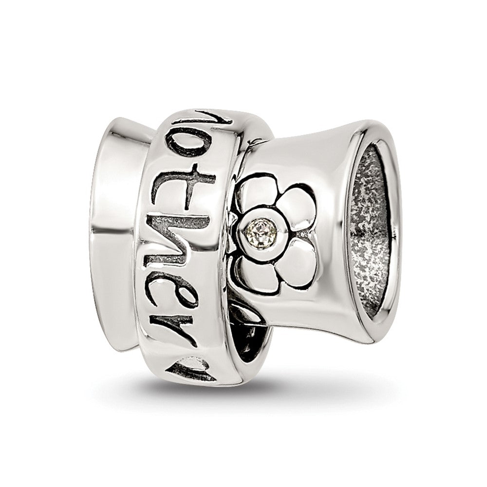 Sterling Silver Reflections Crystals Mother Spinner Bead, 10 x 10 mm
