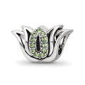 Sterling Silver Reflections with Crystals Pav‚ Lotus Bead, 8.18 x 12.73 mm