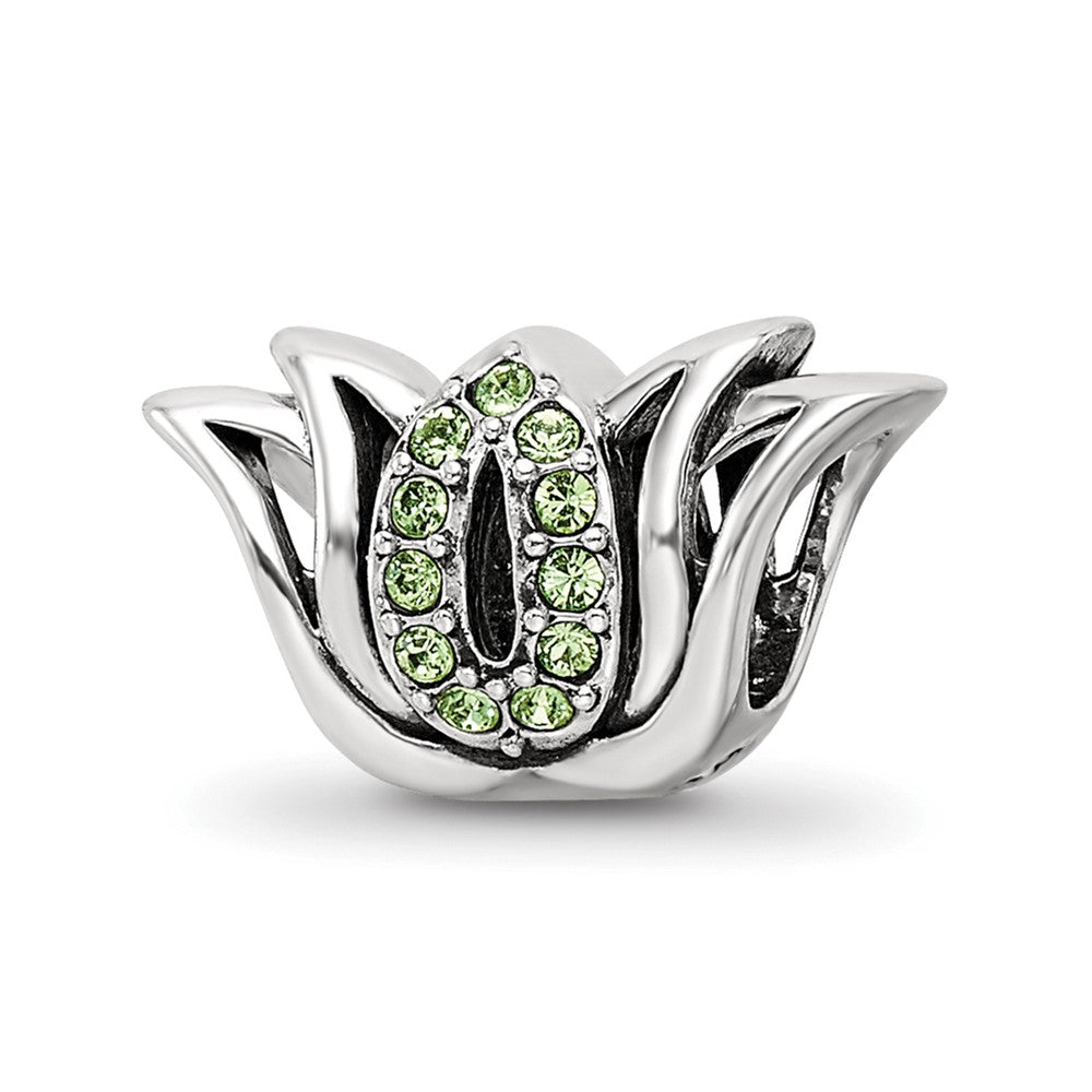Sterling Silver Reflections with Crystals Pav‚ Lotus Bead, 8.18 x 12.73 mm