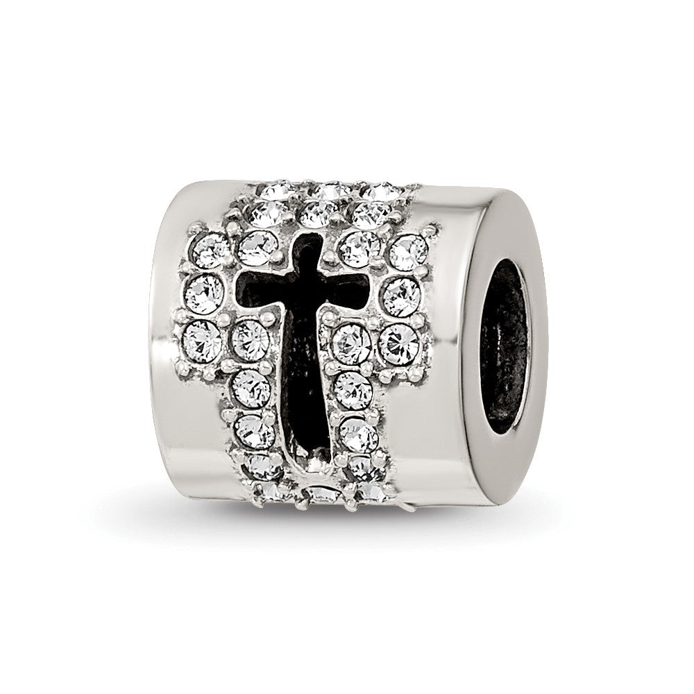 Sterling Silver Reflections Crystals Faith Cross Bead, 8.18 x 9.09 mm