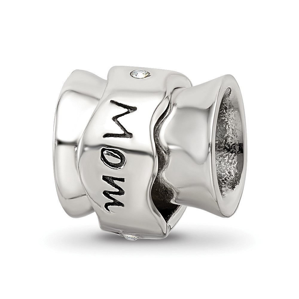 Sterling Silver Reflections Crystals I Love You Spinner Bead, 10 x 10 mm