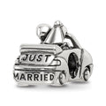 Sterling Silver Reflections Crystals Just Married Car Bead, 12.73 x 12.73 mm