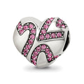Sterling Silver Reflections Crystal Hearts on Heart Bead, 11.82 x 12.73 mm
