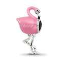 Sterling Silver Reflections Pink Enamel Flamingo Bead, 15.45 x 8.18 mm