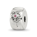 Sterling Silver Reflections Crystal Flower Clip Bead, 10.91 x 5.45 mm