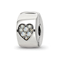 Sterling Silver Reflections Crystal Heart Clip Bead, 10.91 x 5.45 mm
