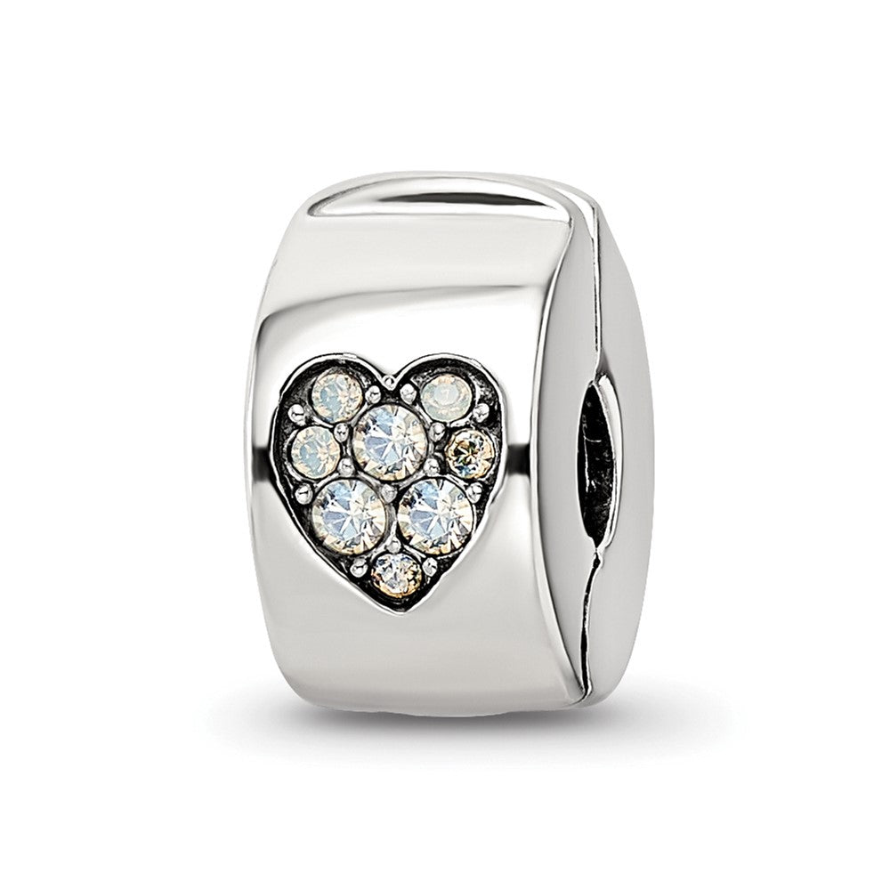 Sterling Silver Reflections Crystal Heart Clip Bead, 10.91 x 5.45 mm