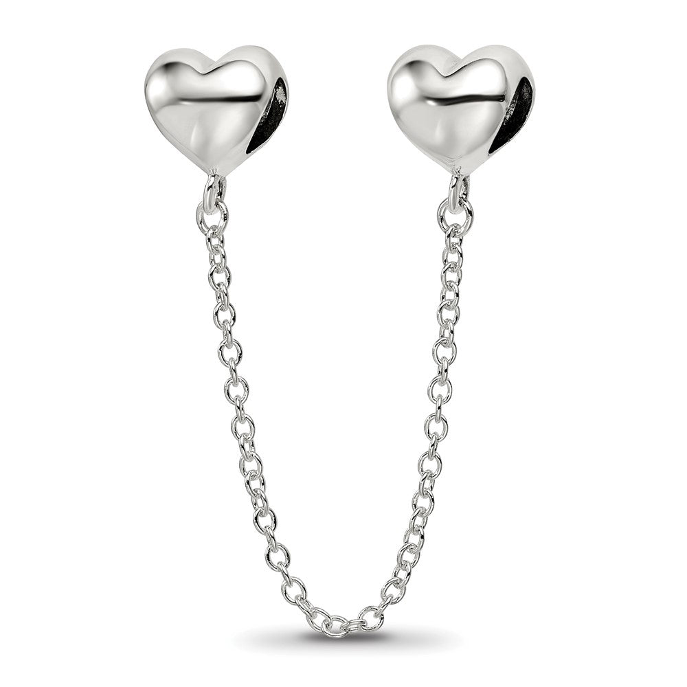 Sterling Silver Reflections Polished Hearts Safety Chain, 7.27 x 7.27 mm