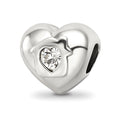 Sterling Silver Reflections Crystals Love Resides Heart Bead, 10 x 11.82 mm