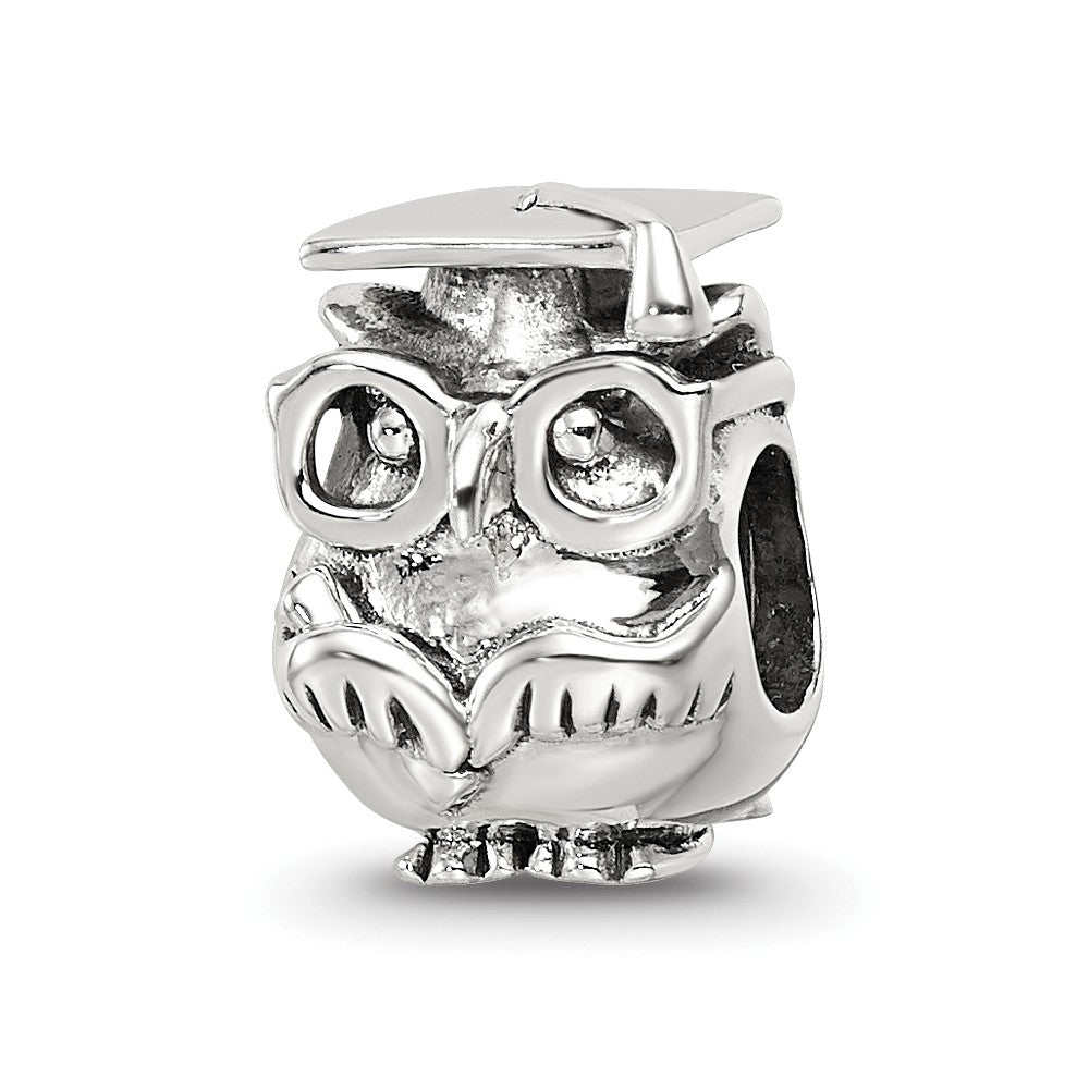 Sterling Silver Reflections Graduation Owl Bead, 10.91 x 9.09 mm