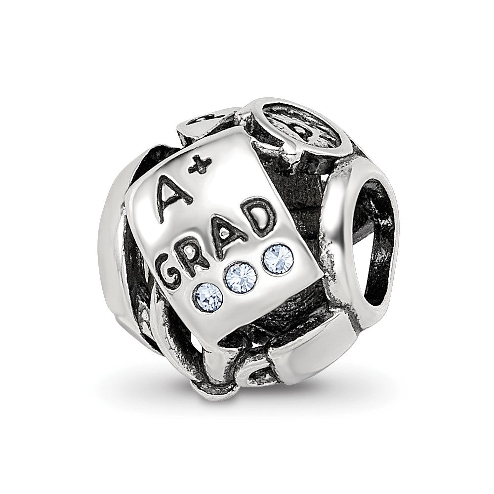 Sterling Silver Reflections Crystals Graduation Bead, 10 x 10 mm