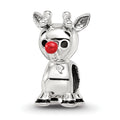 Sterling Silver Reflections Red Enamel Rudolph Bead, 13.64 x 7.27 mm