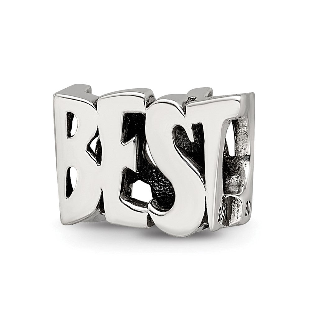 Sterling Silver Reflections Best Mom Two Sided Bead, 8.18 x 10 mm
