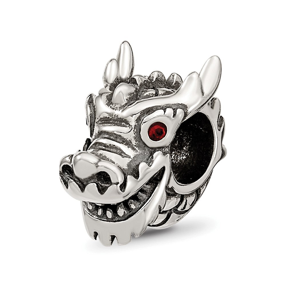 Sterling Silver Reflections Crystal Chinese New Year Dragon Bead, 10 x 7.27 mm
