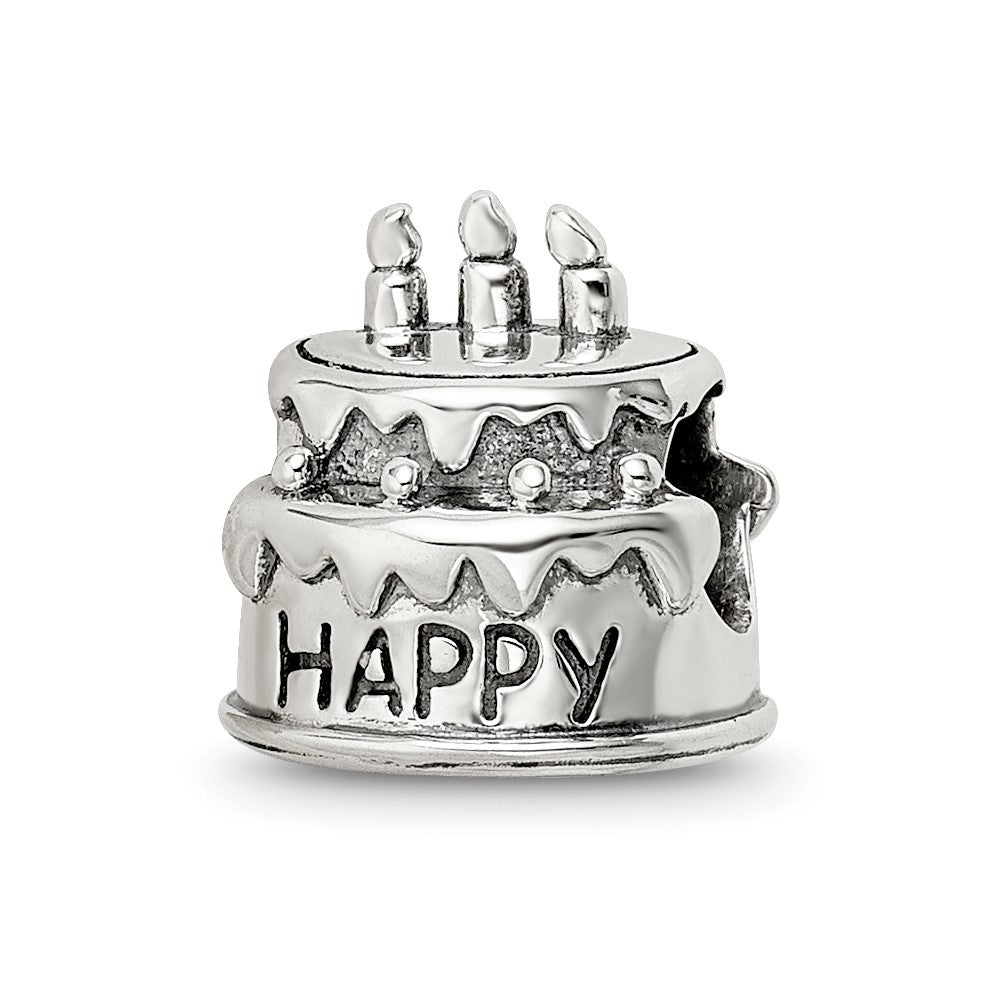 Sterling Silver Reflections Birthday Cake Bead, 10.91 x 9.09 mm