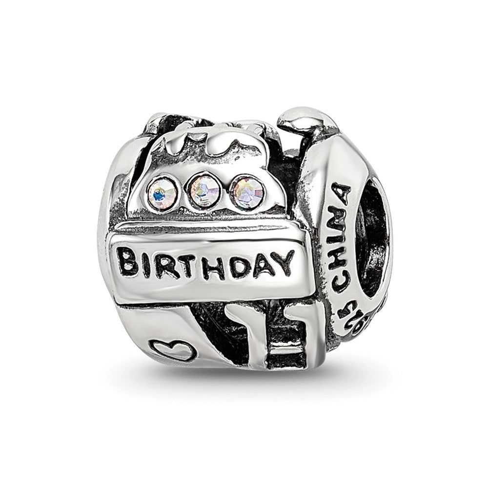 Sterling Silver Reflections Crystals Birthday Collage Bead, 9.09 x 10 mm