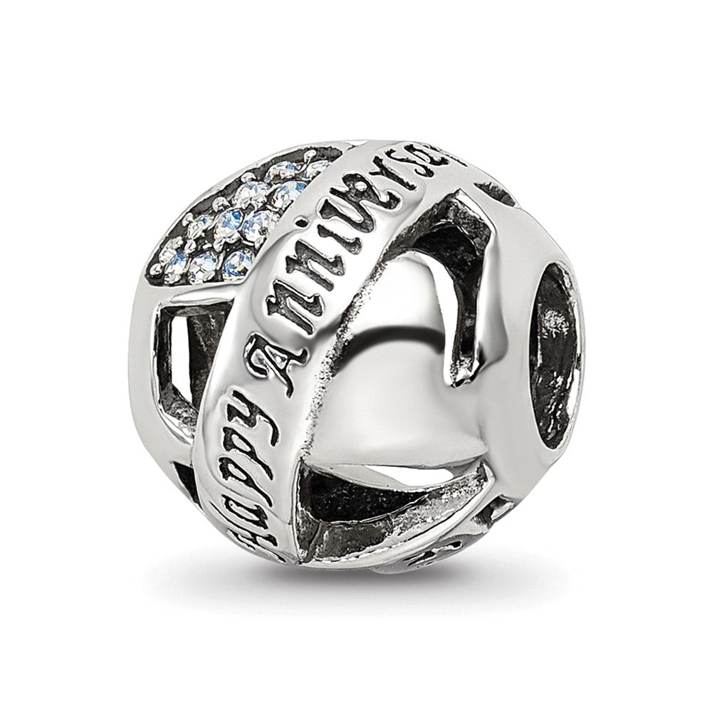 Sterling Silver Reflections Crystals Anniversary Bead, 10.91 x 10.91 mm
