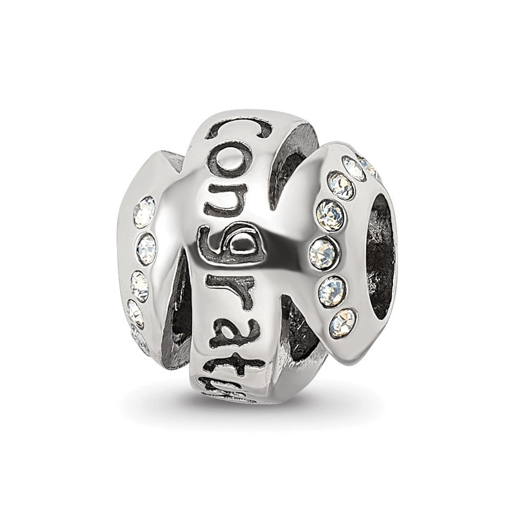 Sterling Silver Reflections Crytal Congratulations Bead, 10 x 9.09 mm
