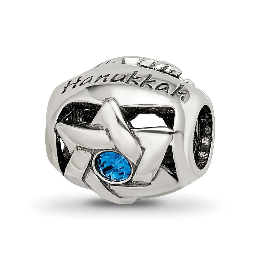 Sterling Silver Reflections Crystals Happy Hanukkah Bead, 10.91 x 10.91 mm