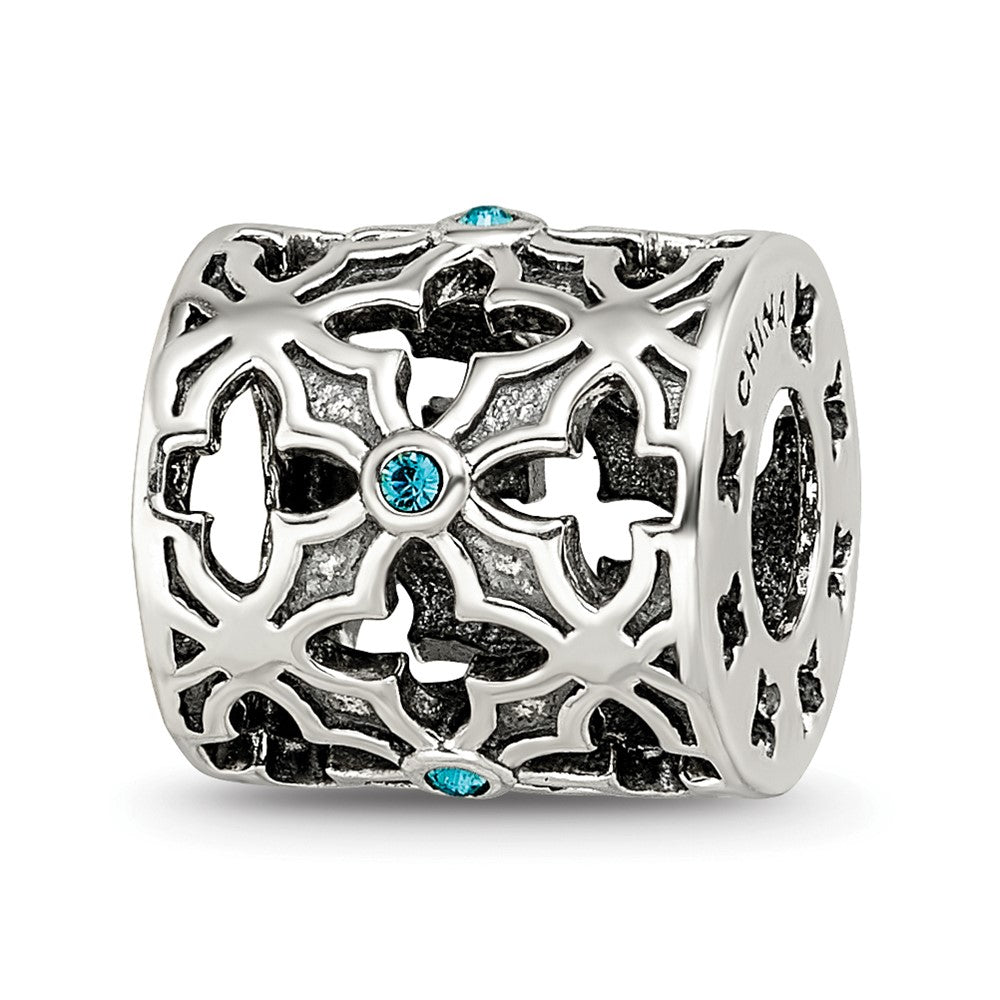 Sterling Silver Reflections Moroccan Lattice with crystals Bead, 9.09 x 9.09 mm