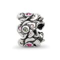 Sterling Silver Reflections Crystals Cherry Blossoms Bead, 10.91 x 8.18 mm