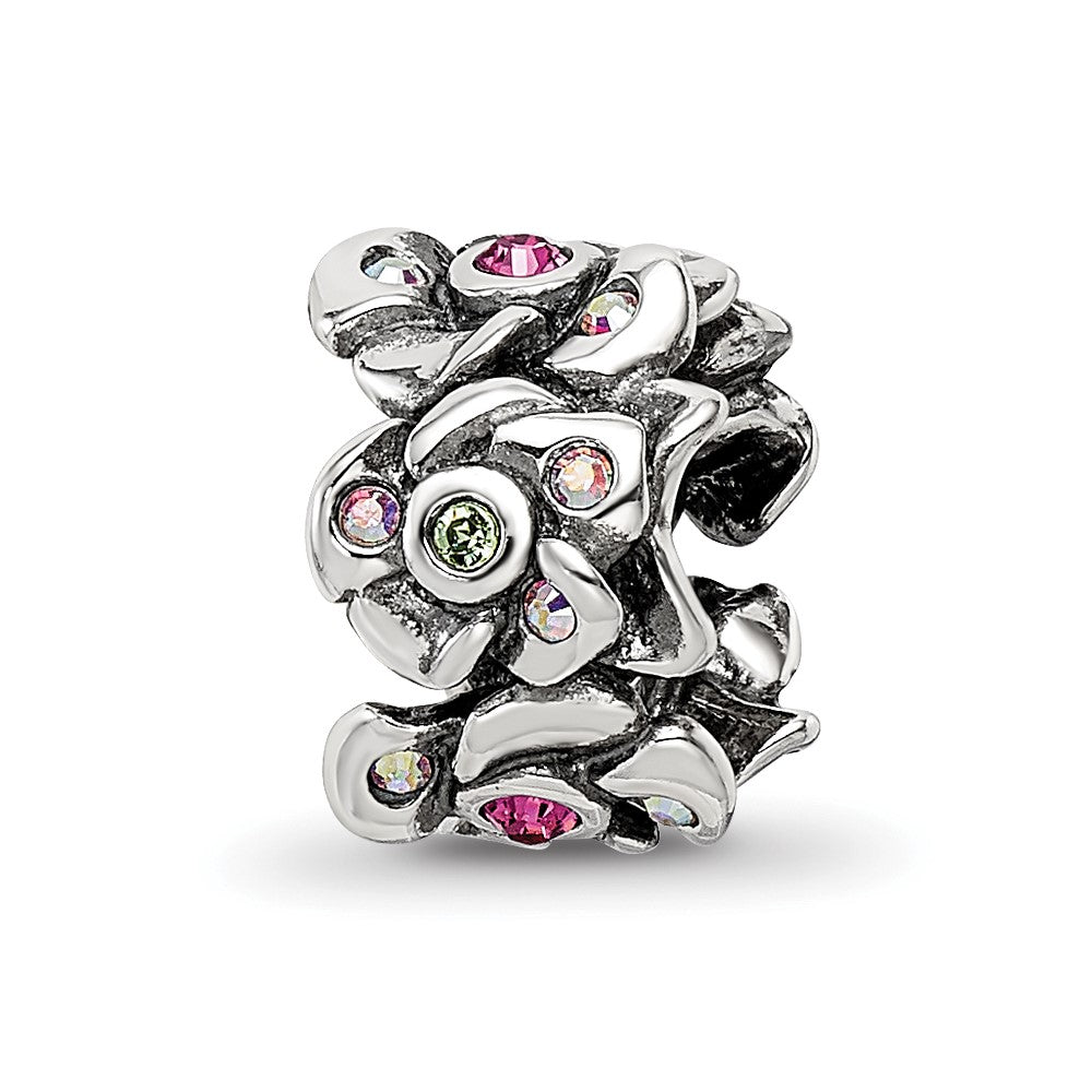 Sterling Silver Reflections Crystals Cherry Blossoms Bead, 10.91 x 8.18 mm