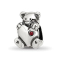 Sterling Silver Reflections Crystals Teddy Bear Bead, 10.91 x 8.18 mm