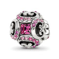 Sterling Silver Reflections with Crystals Renaissance Bead, 10 x 10 mm