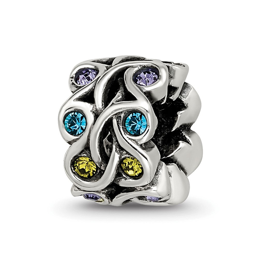 Sterling Silver Reflections Crystals Mandala Spacer Bead, 10 x 7.27 mm