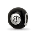 Sterling Silver Reflections Rhodium-plated Black Enamel 8-Ball Bead, 10.91 x 9.09 mm
