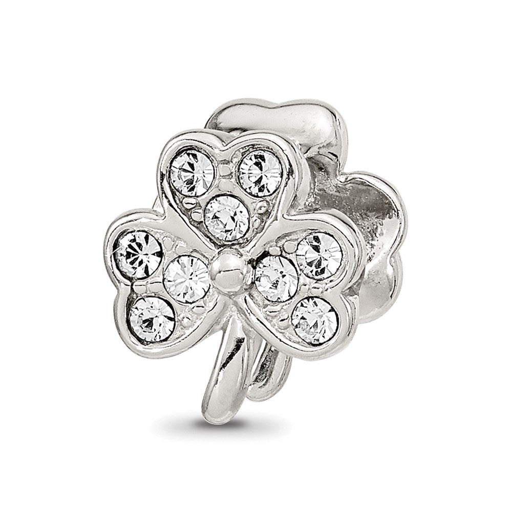 Sterling Silver Reflections Enameled Crystal Shamrock Bead, 10 x 9.09 mm