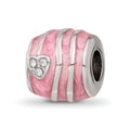 Sterling Silver Reflections Pink Enameled Crystal Hearts Bead, 10 x 10.91 mm