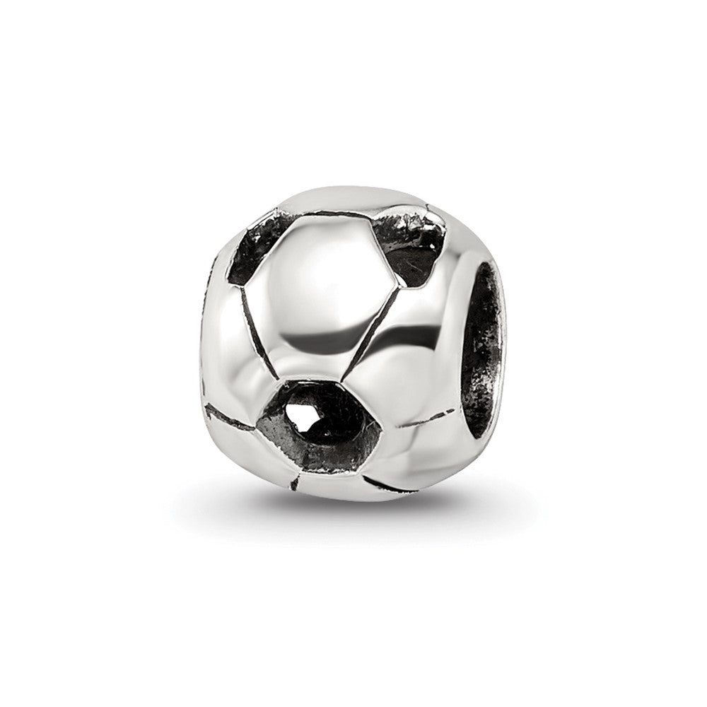 Sterling Silver Reflections Soccer Ball Bead, 6.36 x 6.36 mm