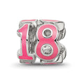 Sterling Silver Reflections Rhodium-plated Pink Enameled 18 Bead, 10 x 10 mm