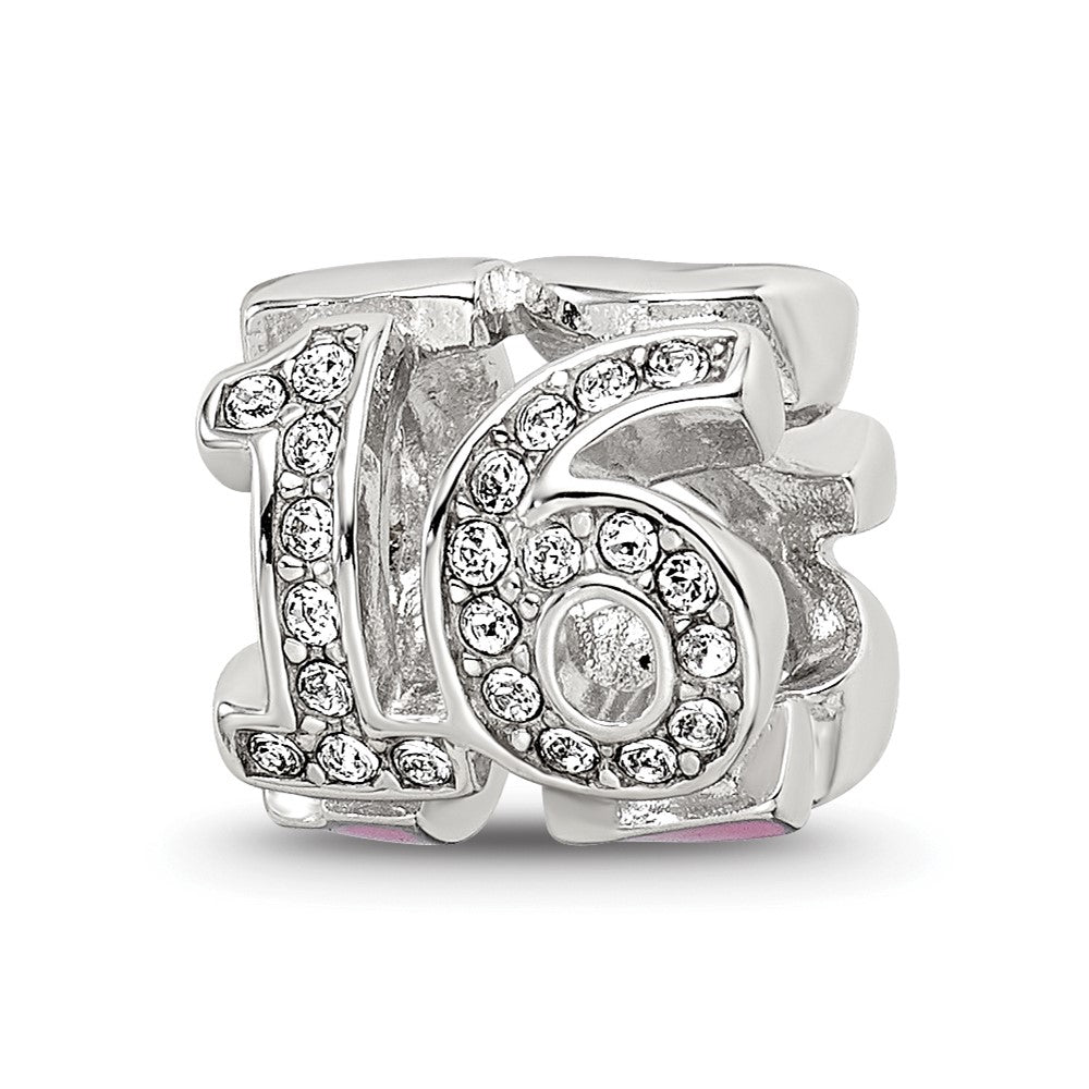 Sterling Silver Reflections Pink Enameled Crystal 16 Bead, 10 x 9.09 mm