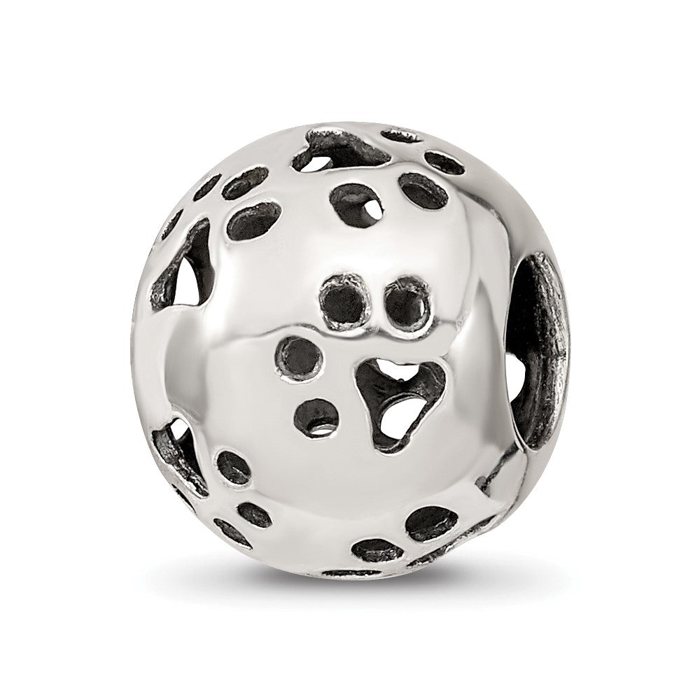 Sterling Silver Reflections Cutout Paw Prints Bead, 11.82 x 10 mm