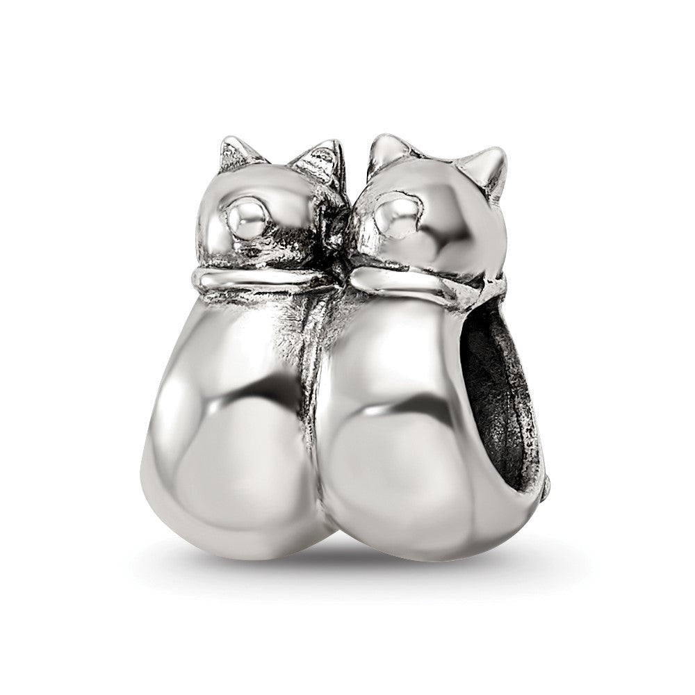 Sterling Silver Reflections Twin Cats Bead, 10 x 9.09 mm