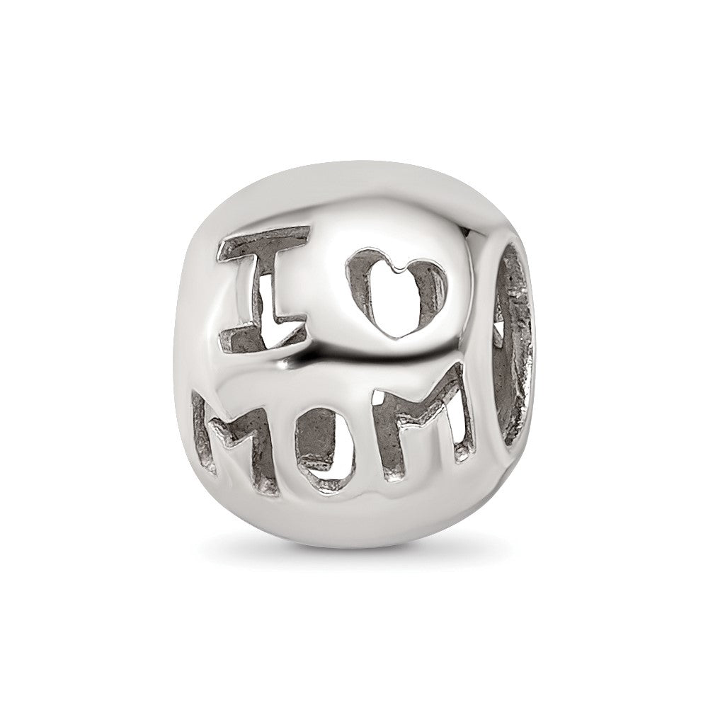 Sterling Silver Reflections Cutout I Heart Mom Bead, 9.09 x 8.18 mm