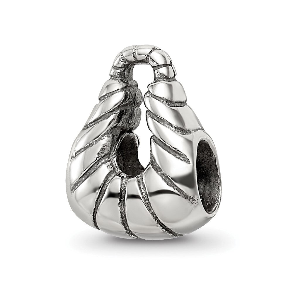 Sterling Silver Reflections Striped Handbag Bead, 11.82 x 8.18 mm