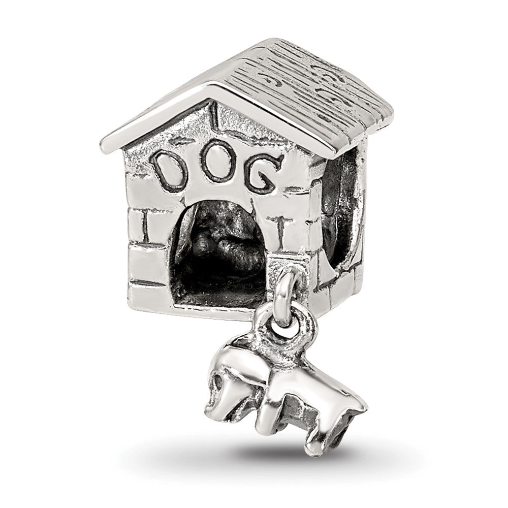 Sterling Silver Reflections Dog House Dangle Bead, 13.64 x 8.18 mm