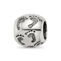Sterling Silver Reflections Dad Mom & Baby Footprints Bead, 10 x 10 mm