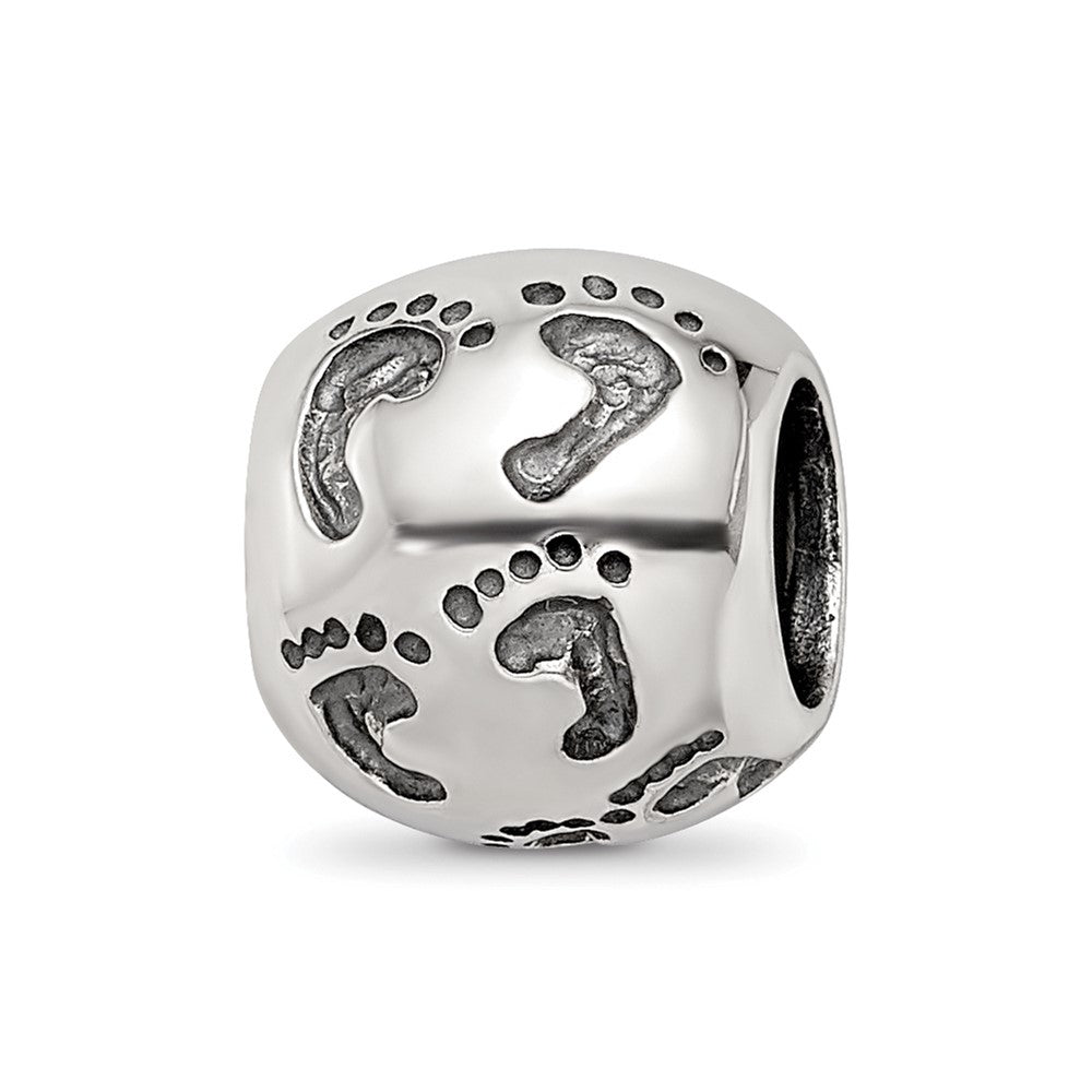 Sterling Silver Reflections Dad Mom & Baby Footprints Bead, 10 x 10 mm