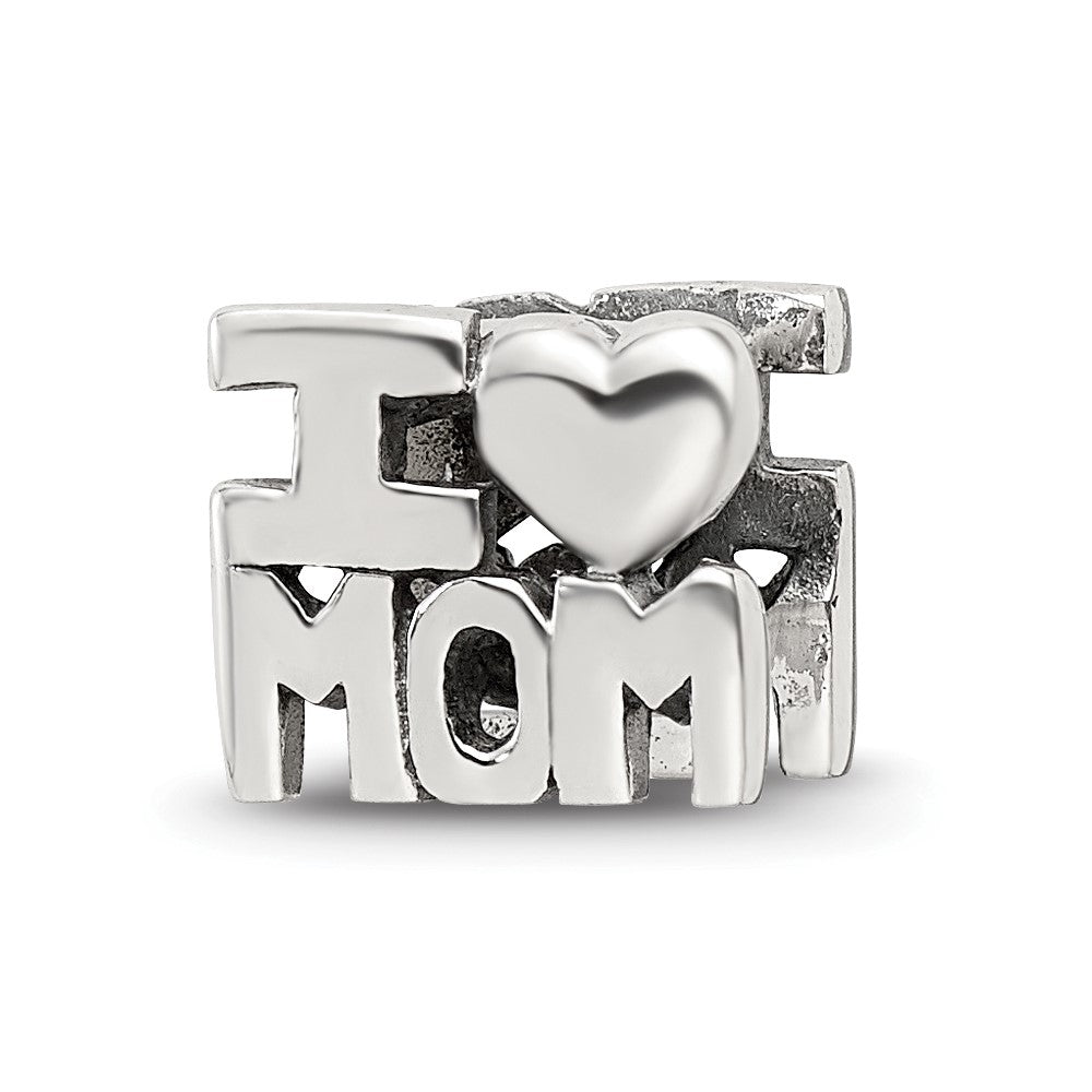 Sterling Silver Reflections I HEART MOM Bead, 8.18 x 9.09 mm