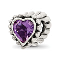 Sterling Silver Reflections Amethyst Heart Bead, 2.08 ct, 10 x 10 mm