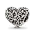 Sterling Silver Reflections Filigree Flower Heart Bead, 10 x 11.82 mm