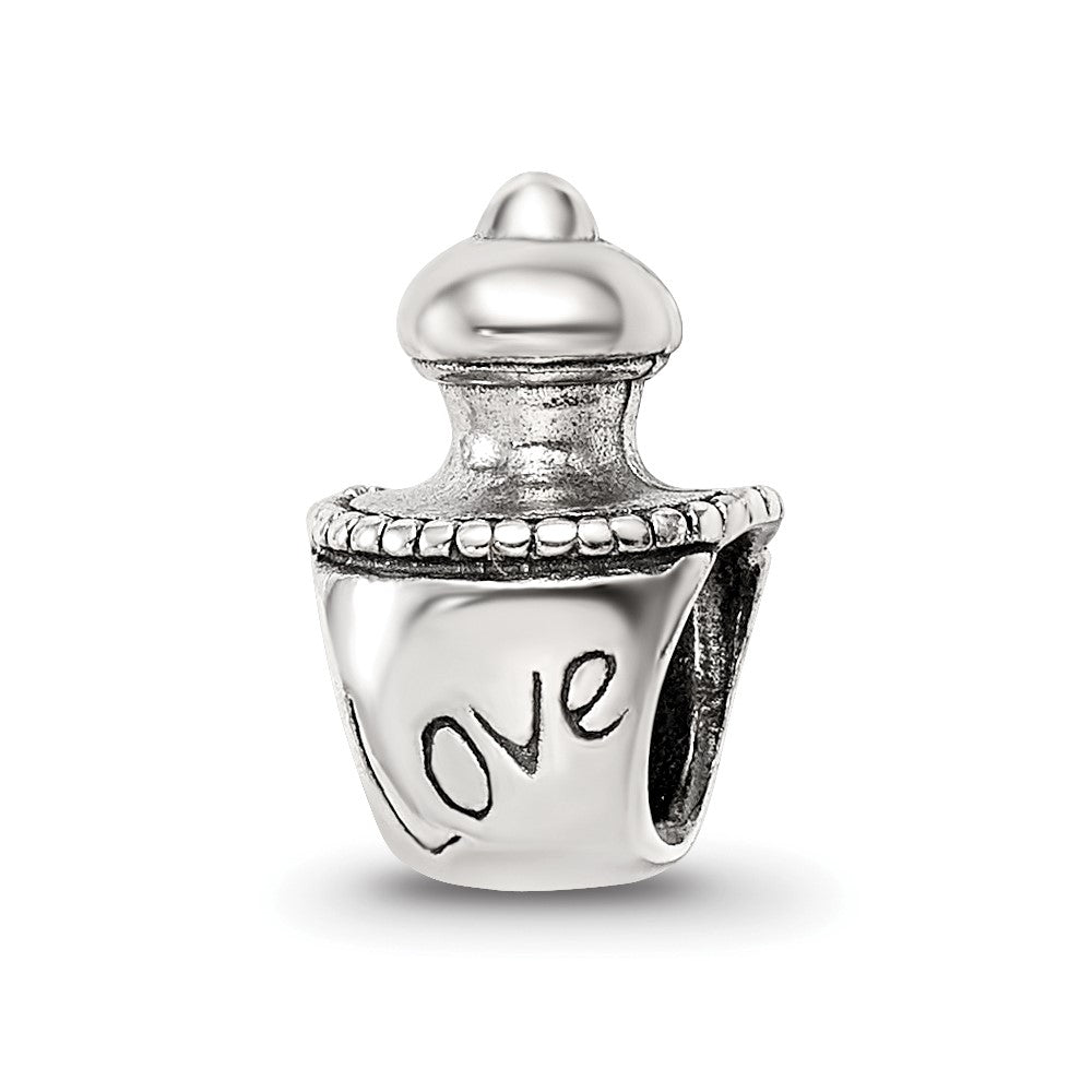 Sterling Silver Reflections Love Perfume Bottle Bead, 11.82 x 7.27 mm