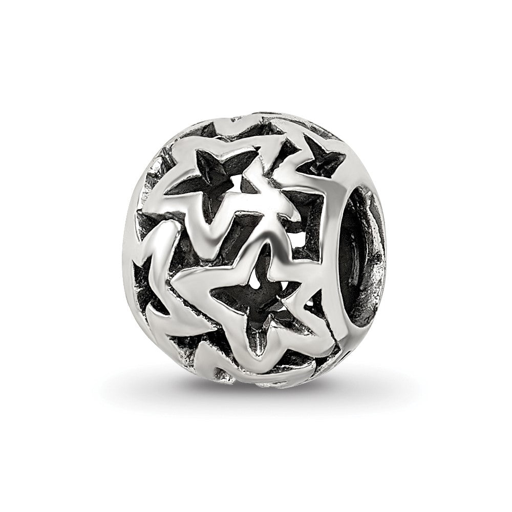 Sterling Silver Reflections Cutout Stars Bead, 9.09 x 8.18 mm