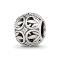 Sterling Silver Reflections CZ Leaf Filigree Bead, 9.09 x 7.27 mm