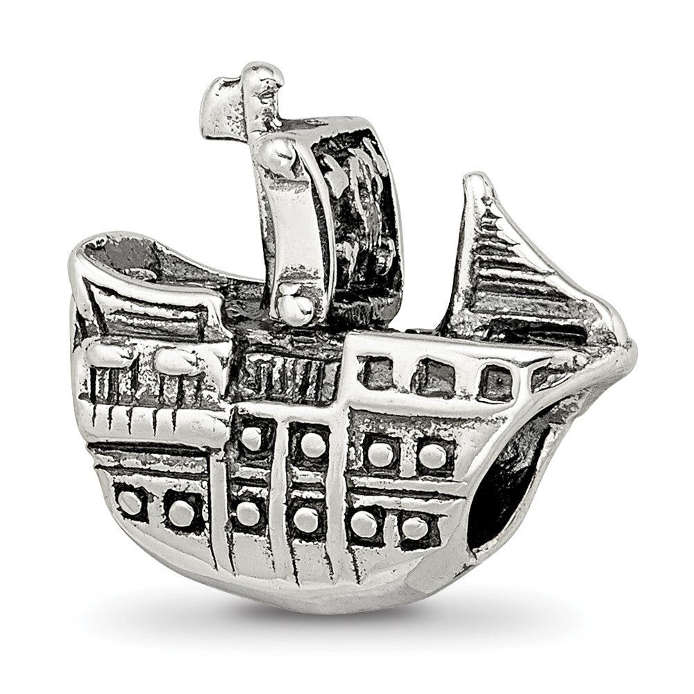 Sterling Silver Reflections Pirate Ship Bead, 14.55 x 14.55 mm